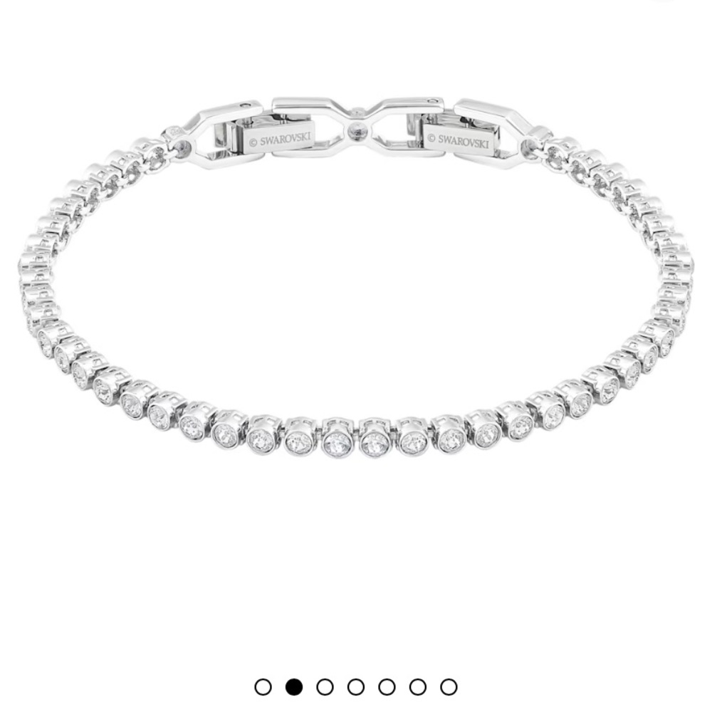 Swarovski “Emily” clasp bracelet. Round Cut, White, Rhodium Plated. 6 6/8” long
